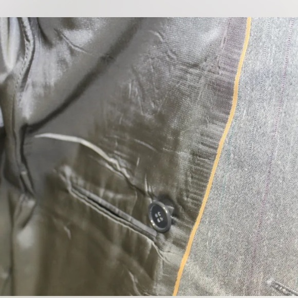 Pierre Cardin Men Blazer Gray Pin Stripe 38R Wool Blend Double Breasted Lined - Picture 8 of 15